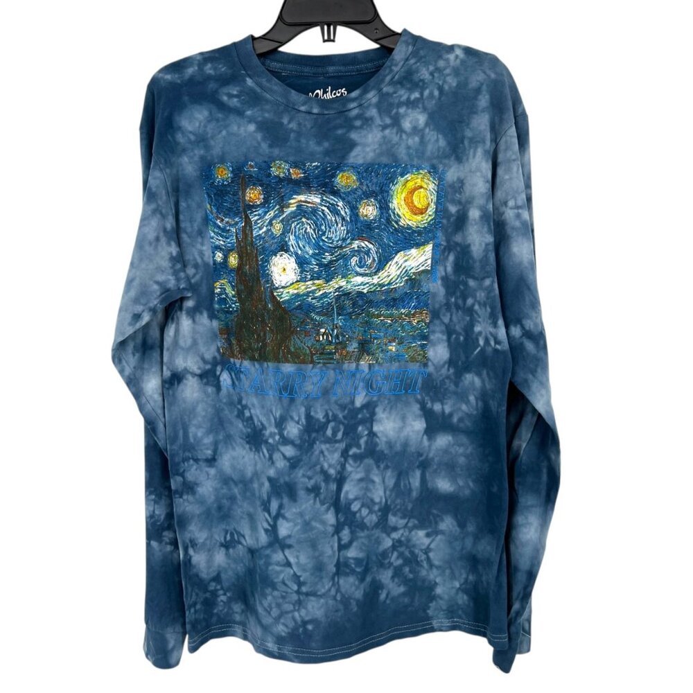 Philcos Van Gogh Starry Night Long Sleeve Shirt 100% Cotton Blue Size Small NWT